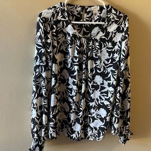 J.Crew Sheer Floral Balloon Sleeve Top